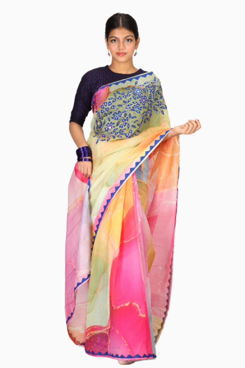 Multicolor Karchupi Chanderi Saree for Women