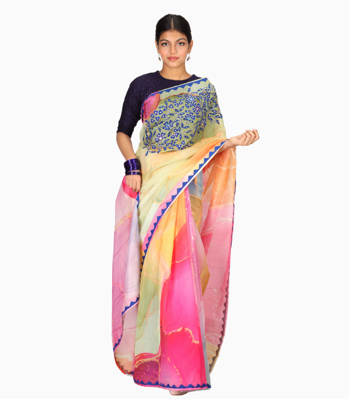 Multicolor Karchupi Chanderi Saree for Women