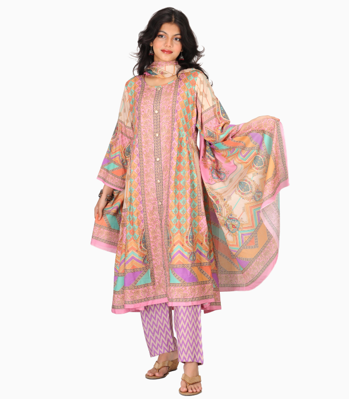 light yellow salwar kameez with buttons