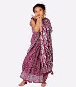 Ash Maroon Jamdani Cotton Baby Ready Saree