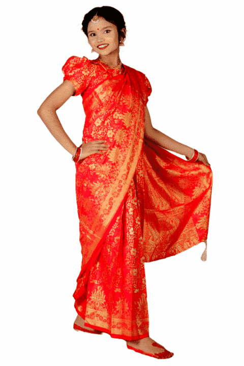 Red Jori Phool Katan Baby Ready Saree