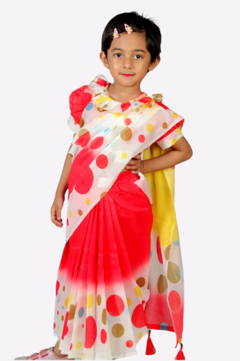Kids Chanderi Silk Ready Saree