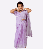 Elegant Purple Jamdani Cotton Baby Ready Saree