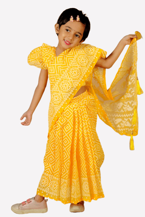 bright yellow jamdani cotton baby ready saree