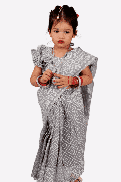 Jamdani Print Cotton Baby Ready Saree