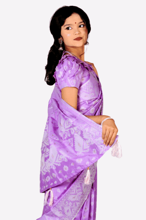 Light Purple Nakful Jamdani Baby Ready Saree