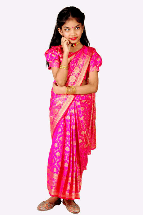 Rani Golapi Pankha Benarashi Baby Ready Saree