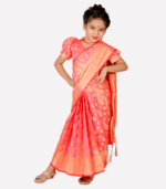 Soft Red Jori Phool Katan Baby Ready Saree