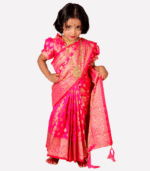 Pink Zari Katan Baby Ready Saree