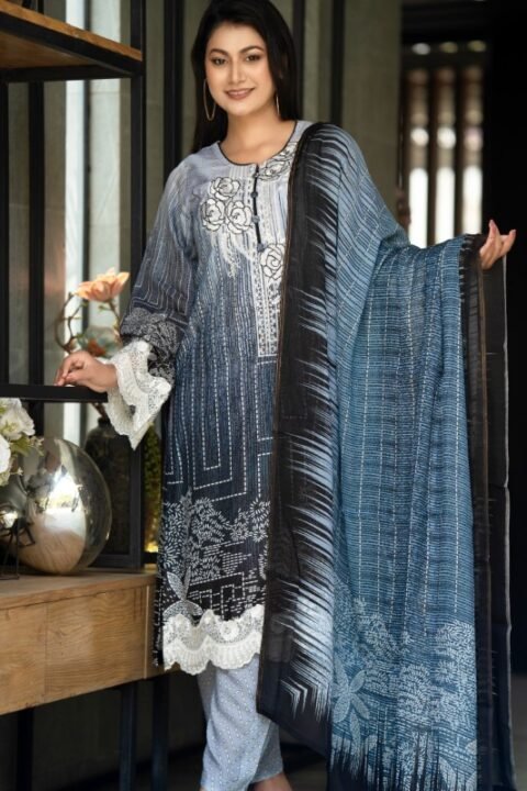 Blue Rose Embroidery Salwar Kameez