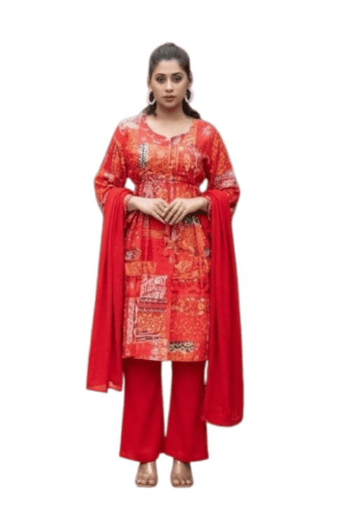 Lal Shomachar Cotton Salwar Kameez