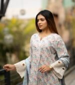 Lavender Leaf Embroidered Cotton Salwar Kameez