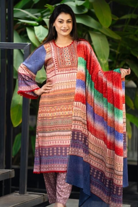 Multi Mirror Embroidered Cotton Salwar Kameez