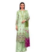 Green Traditional Embroidered Unstitched Lawn 3 Piece Suit