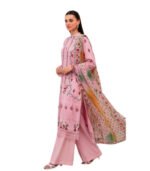 Blush Pink Floral Embroidered Unstitched Lawn 3 Piece Suit