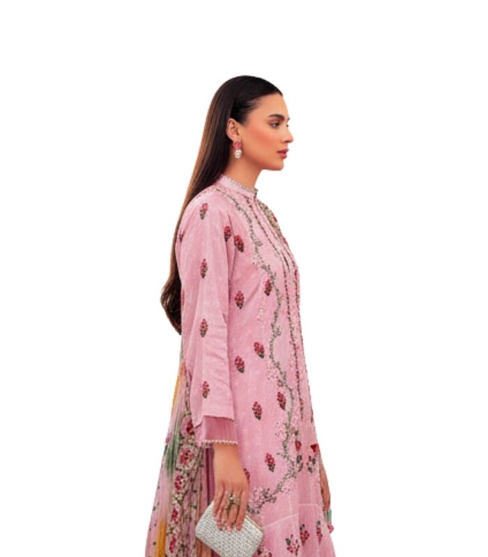 5711 Blush Pink Floral Embroidered Unstitched Lawn 3 Piece Suit