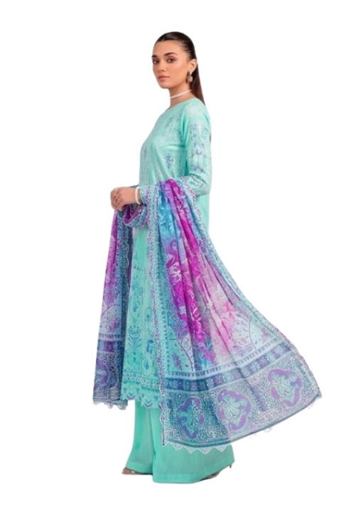 Pastel Lilac Floral Digital Printed Unstitched Lawn 3 Piece