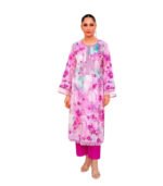 Soft Pink Pastel Floral Digital Printed Embroidered Unstitched Lawn 3 Piece Suit