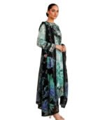 Teal & Black Floral Digital Printed Embroidered Unstitched Lawn 3 Piece Suit