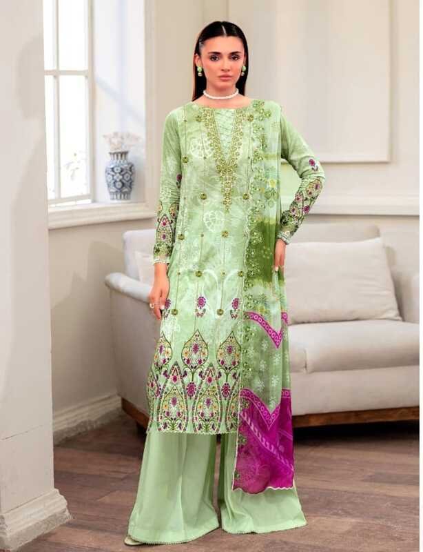 WhatsApp Image 2026-07-07 at 8.37.55 PM (1) Green Traditional Embroidered Unstitched Lawn 3 Piece Suit