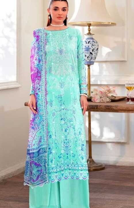 Pastel Lilac Floral Digital Printed Unstitched Lawn 3 Piece