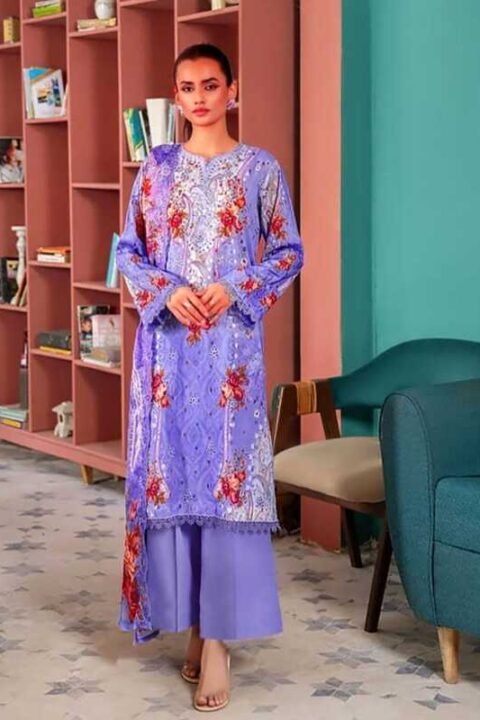 Lavender Blue Unstitched Salwar Kameez