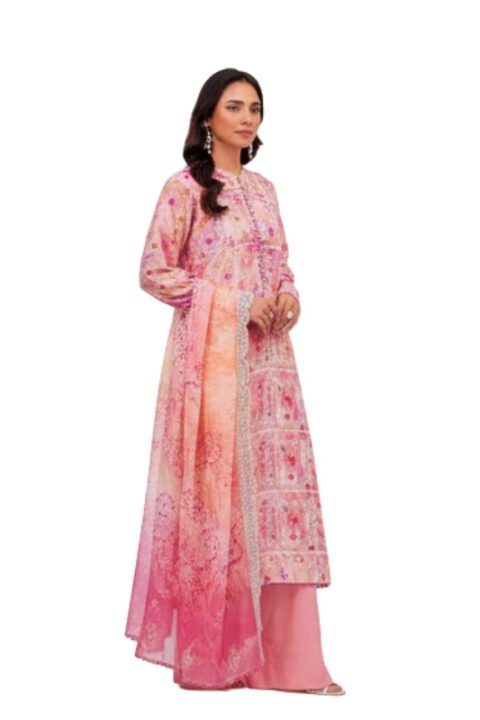 Peach Coral Embroidered Lawn Unstitched Salwar Kameez