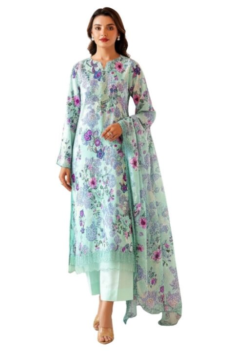 Turquoise Mint Unstitched Salwar Kameez