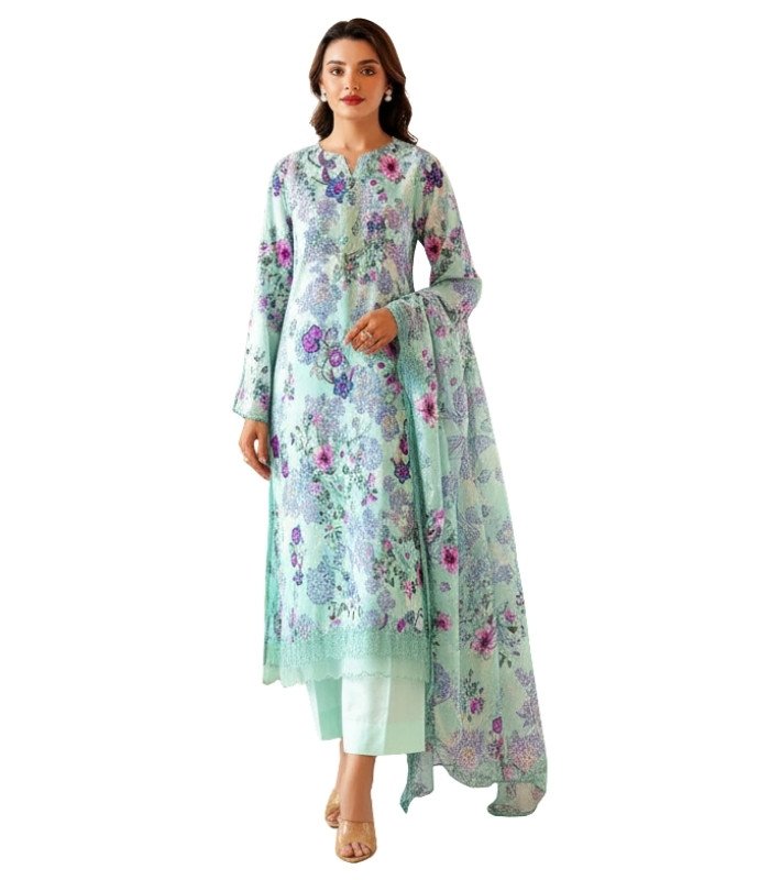 0000 (5) Turquoise Mint Unstitched Salwar Kameez