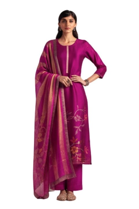 Royal Magenta Unstitched Salwar Kameez