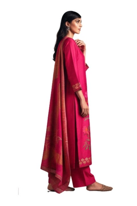 Royal Fuchsia Floral Printed Unstitched Salwar Kameez