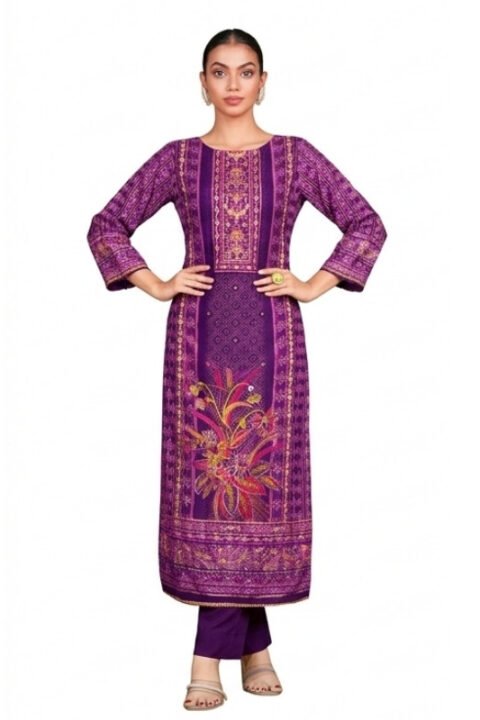Deep Royal Purple Unstitched Salwar Kameez