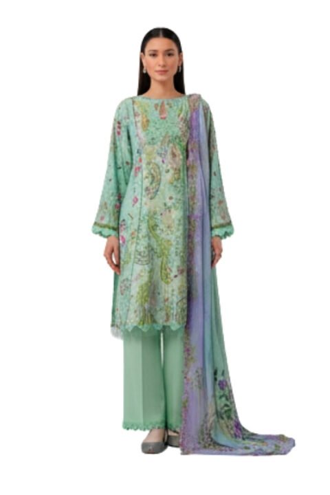 Pastel Mint Designer Printed Unstitched Salwar Kameez
