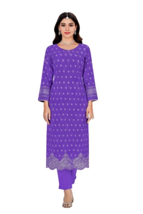 Lavender Purple Unstitched Salwar Kameez