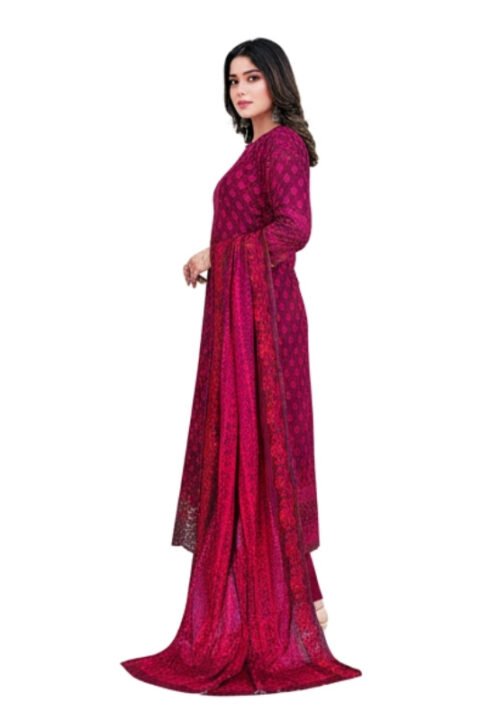 Elegant Maroon Printed Unstitched Salwar Kameez
