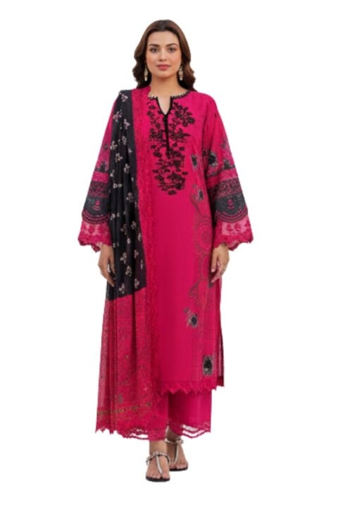 Crimson Pink Embroidered Lawn Unstitched Salwar Kameez