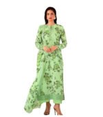 Lime Green Floral Printed Unstitched Salwar Kameez