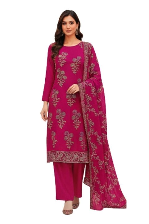 Royal Berry Pink Unstitched Salwar Kameez