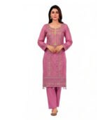 Pink Unstitched Salwar Kameez