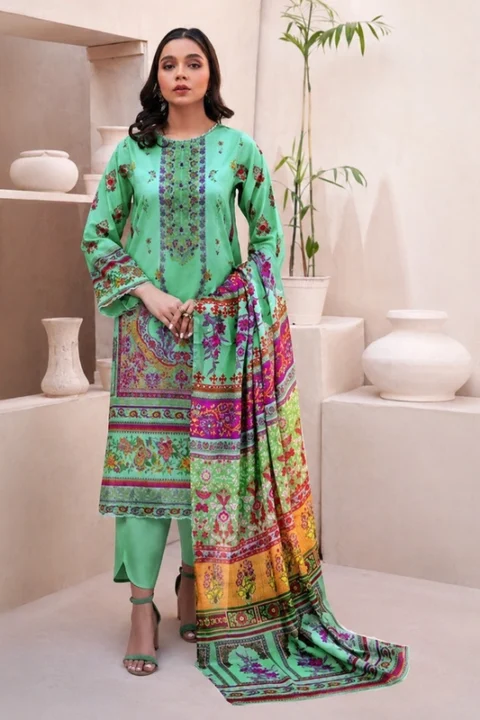 Fresh Mint Floral Printed Lawn Unstitched Salwar Kameez