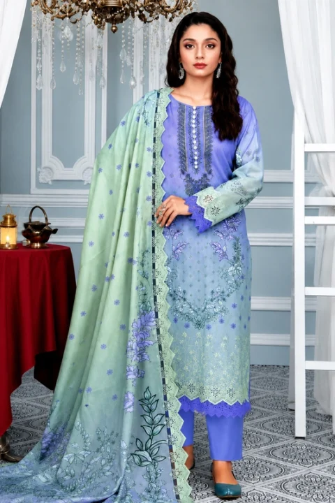Lavender Mint Designer Lawn Unstitched Salwar Kameez