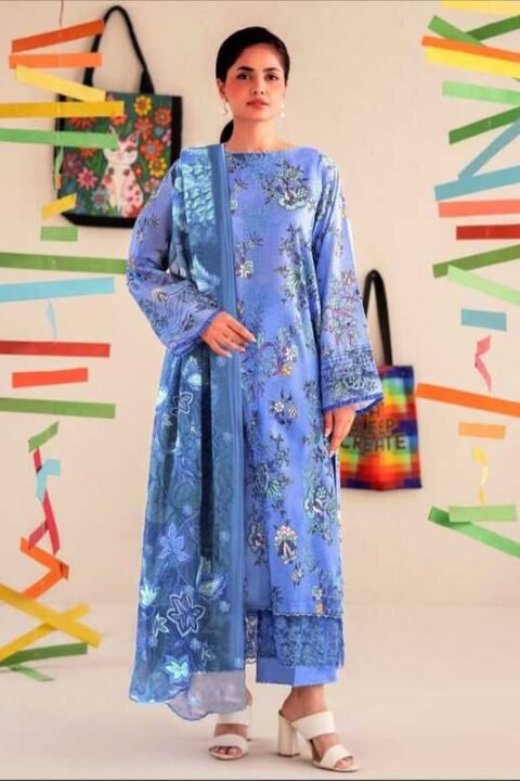 Cool Blue Unstitched Salwar Kameez