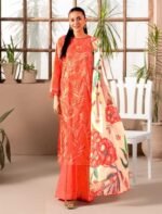Coral Orange Unstitched Salwar Kameez