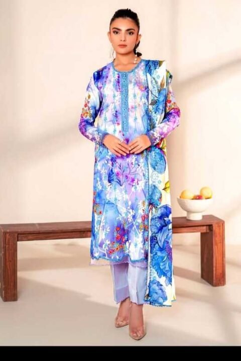 Premium Mint Aqua Botanical Digital Printed Salwar Kameez