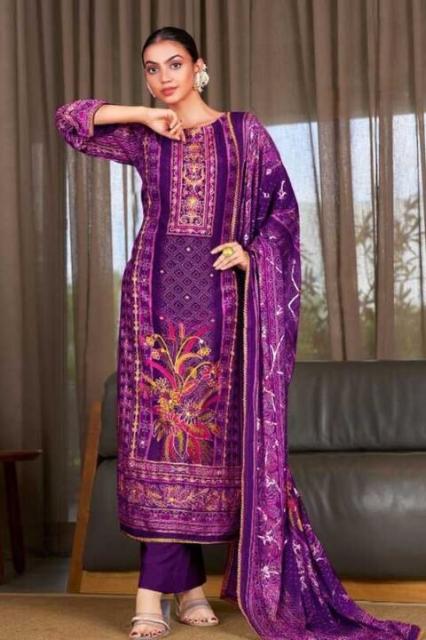 Deep Royal Purple Unstitched Salwar Kameez