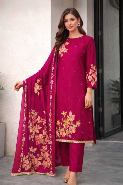 Rani Pink Unstitched Salwar Kameez