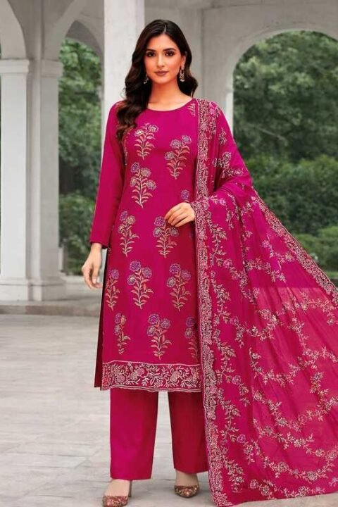 Royal Berry Pink Unstitched Salwar Kameez