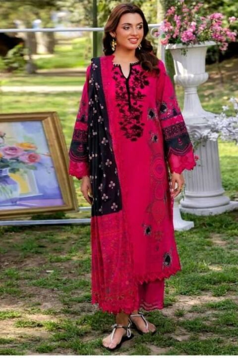 Crimson Pink Embroidered Lawn Unstitched Salwar Kameez