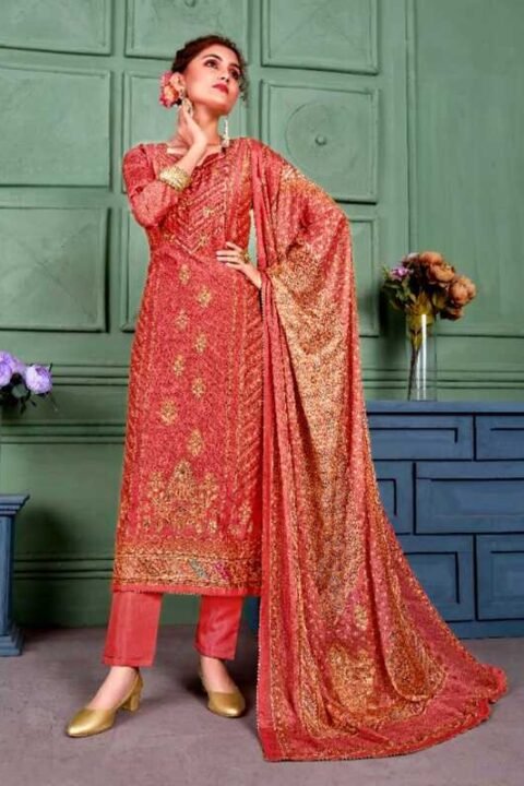 Elegant Maroon Printed Unstitched Salwar Kameez
