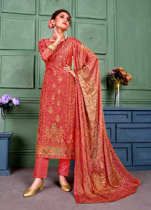 Elegant Maroon Printed Unstitched Salwar Kameez
